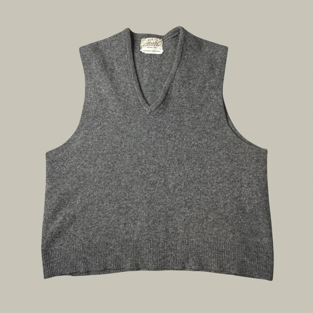 Vintage Jersild Sweater Vest Mens M Australian Lambswool Gray V-Neck Knit USA